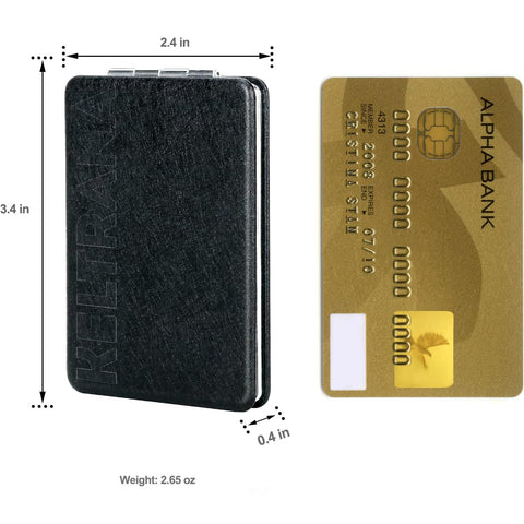 Keltrana Black Travel Compact Mirror for Men – Double-Sided Magnifying Mirror for Pocket, Wallet, or Handbag