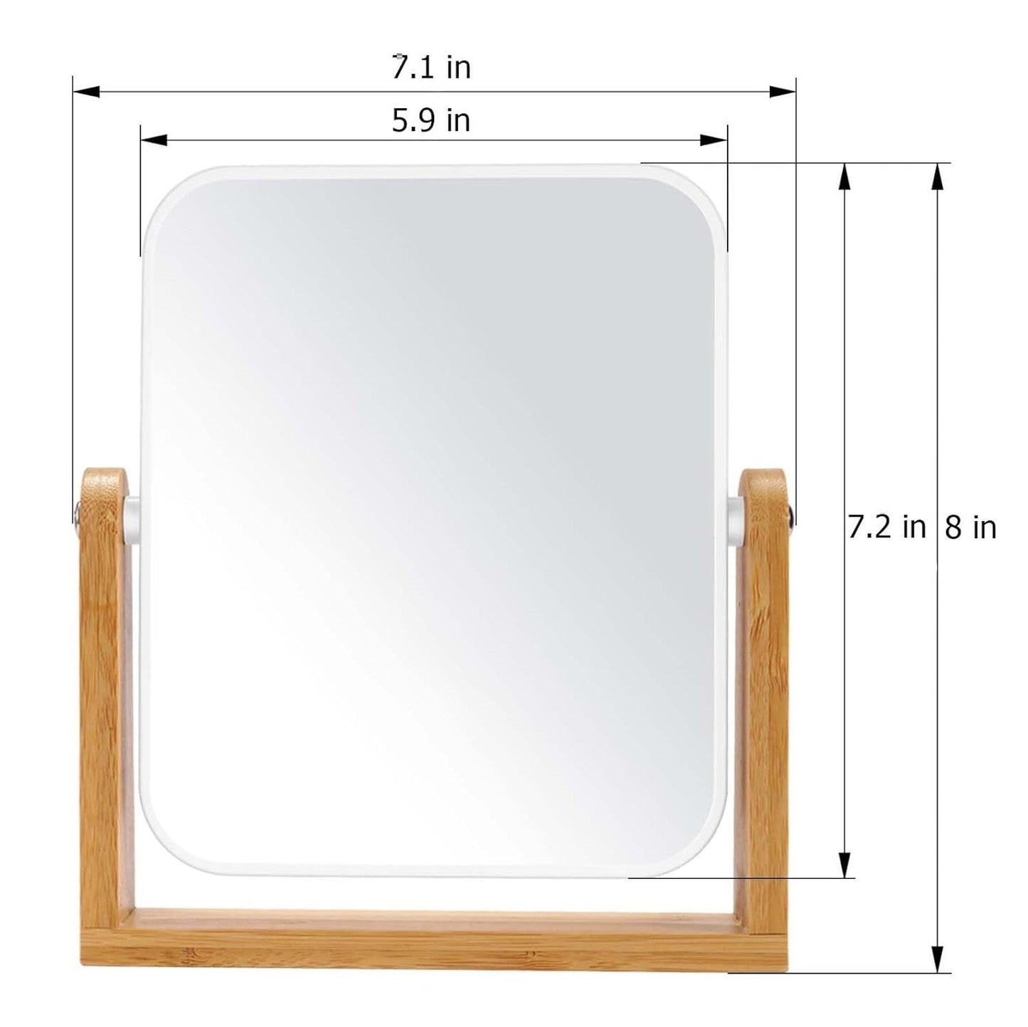 Keltrana Double-Sided Magnifying Mirror with Bamboo Stand – 1x/3x Swivel Tabletop Vanity Mirror – 8 Inch