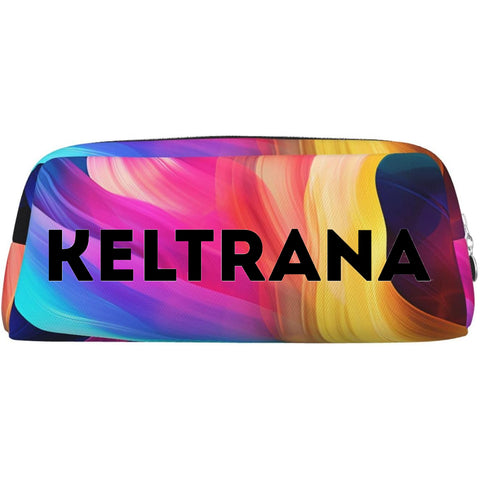 Keltrana Portable Small Pencil Makeup Bags for Purse – Colorful Waves Zipper Pouch for Women & Men