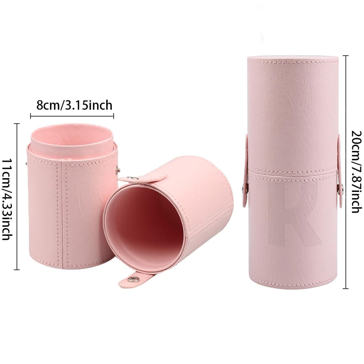 Keltrana Portable PU Leather Makeup Brush Holder – Waterproof Travel Brush Organizer Bag – Pink