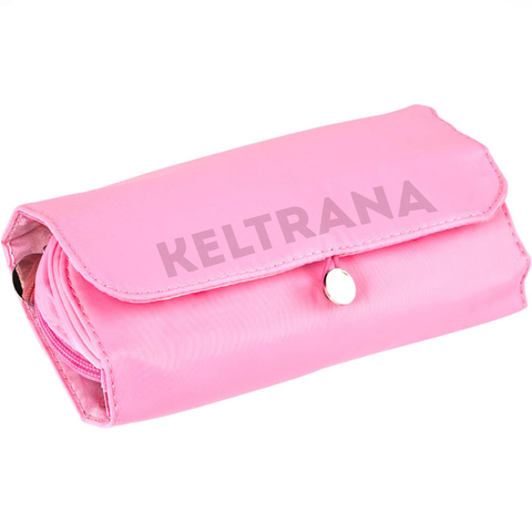 Keltrana Portable Folding Makeup Brush Bag Multifunctional Cosmetics Rolling Storage Case Makeup Brush Holder for Travel Makeup Brush Organizer Bag Pink