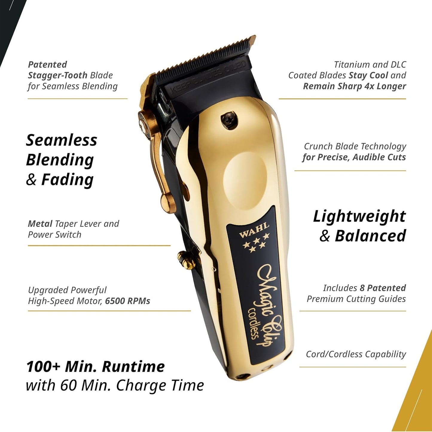 Wahl Cordless Clipper (Black & Gold) – 8148